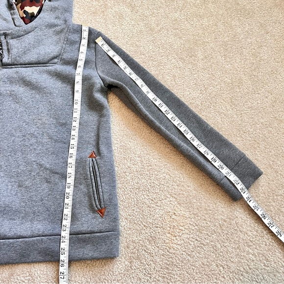 YISIDA Faux Suede Elbow Patch Camo Lined Hooded Sweatshirt—SZ. Medium - Picture 11 of 16